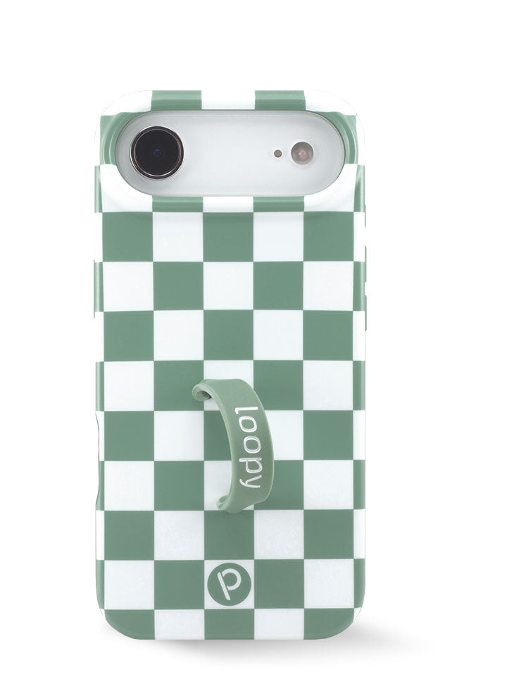 The iPhone 17 Air Green Checkered Loopy Case.