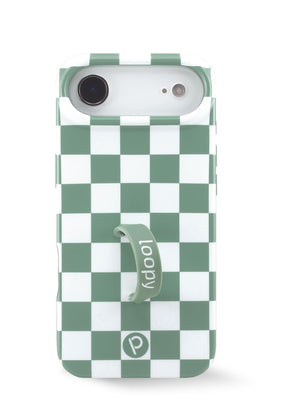 The iPhone 17 Air Green Checkered Loopy Case.