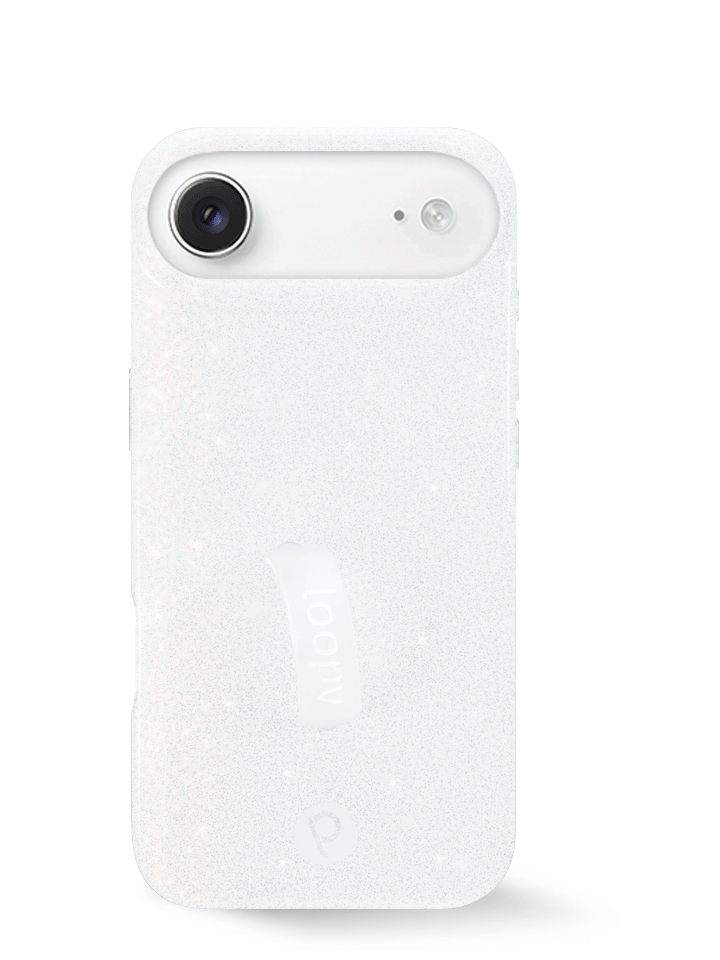 The iPhone 17 Air White Shimmer Loopy Case.