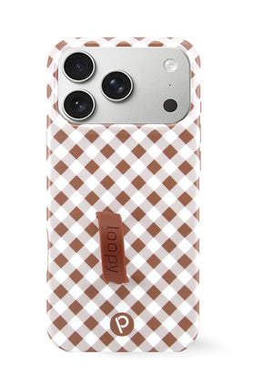 The iPhone 18 Pro Max Brown Gingham Loopy Case.