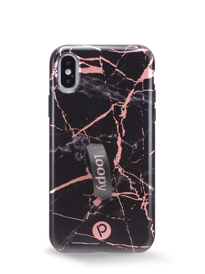 The iPhone X/Xs Black Rose Marble Metallic Loopy Case.