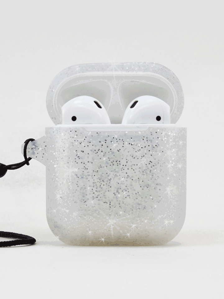 The Loopy Cases Sparkle Silver Apple AirPods case.