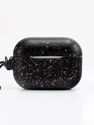 The Loopy Cases Sparkle Black Gold Apple AirPods Pro case.