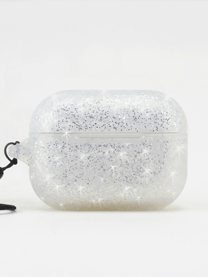 The Loopy Cases Sparkle Silver Apple AirPods Pro case.