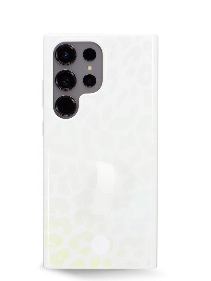 The Samsung Galaxy S23 Ultra Opal Leopard Loopy Case.