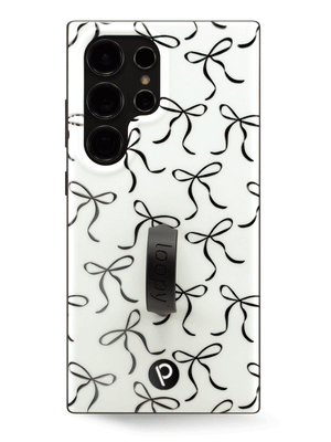 The Samsung Galaxy S24 Ultra Black Bows Loopy Case.
