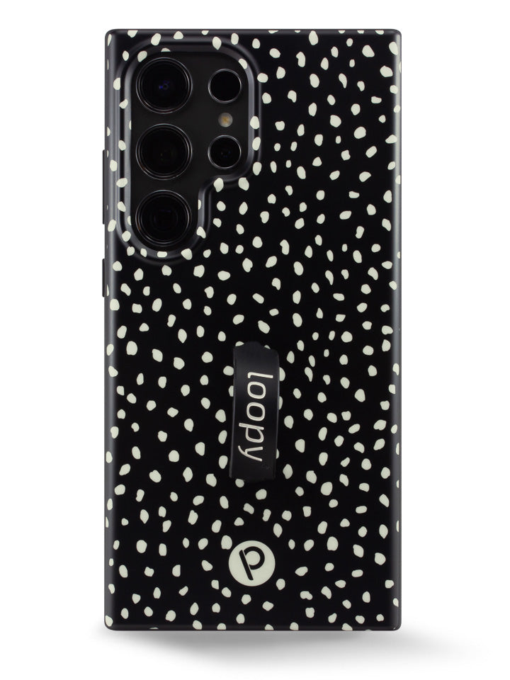The Samsung Galaxy S24 Ultra Noir Dots Loopy Case.