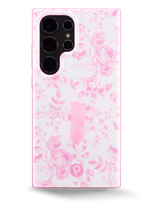 The Samsung Galaxy S24 Ultra Pink Toile Loopy Case.