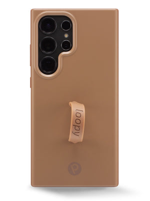 The Samsung Galaxy S24 Ultra Saddle Brown Loopy Case.