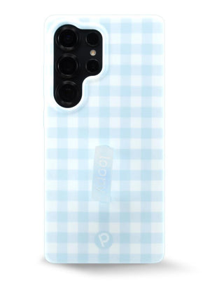 The Samsung Galaxy S25 Ultra Blue Gingham Loopy Case.
