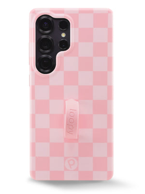 The Samsung Galaxy S25 Ultra Blush Checkered Loopy Case.