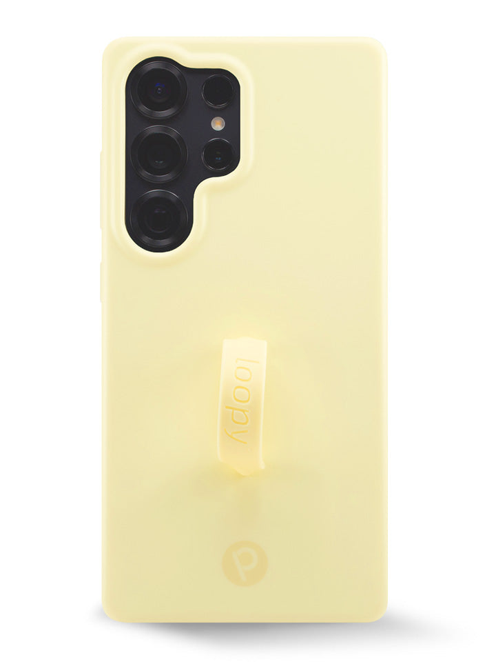 The Samsung Galaxy S25 Ultra Butter Yellow Loopy Case.