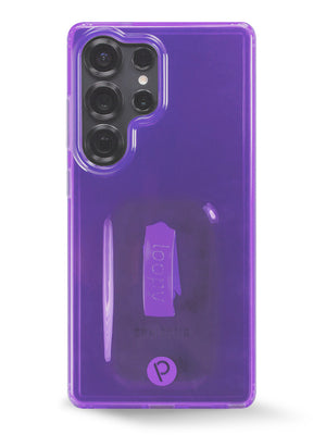 The Samsung Galaxy S25 Ultra Clear Neon Purple Loopy Case.