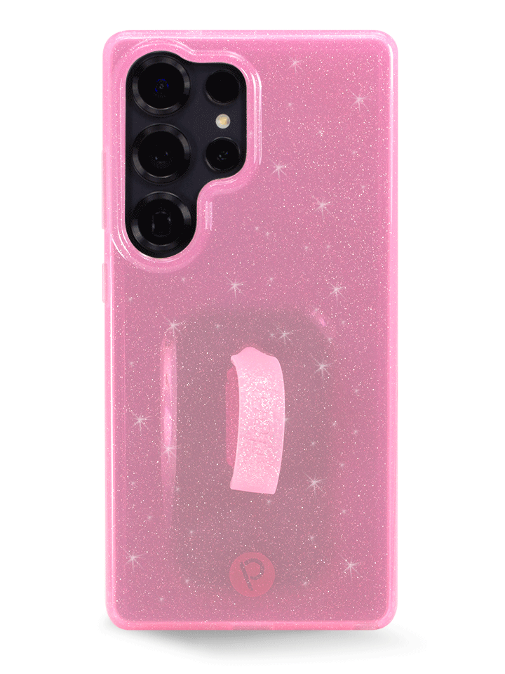 The Samsung Galaxy S25 Ultra Clear Sparkle Pink Loopy Case.