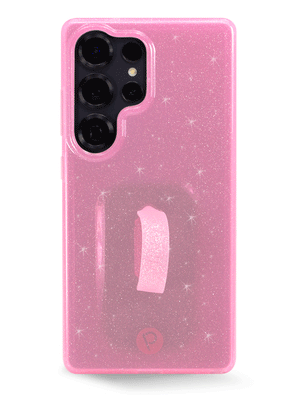 The Samsung Galaxy S25 Ultra Clear Sparkle Pink Loopy Case.