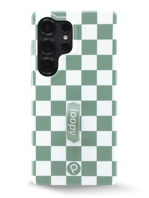 The Samsung Galaxy S25 Ultra Green Checkered Loopy Case.