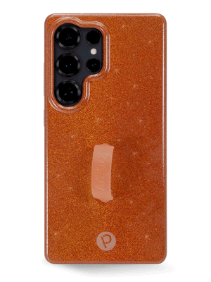 The Samsung Galaxy S25 Ultra Orange Shimmer Loopy Case.