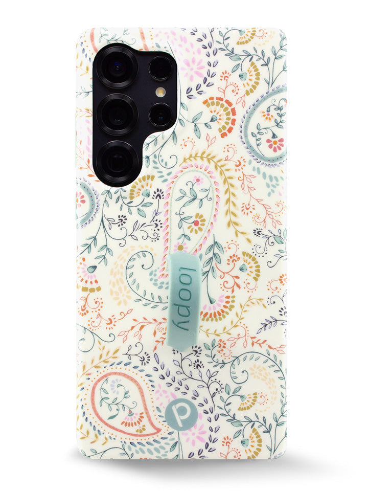 The Samsung Galaxy S25 Ultra Painted Paisley Loopy Case.