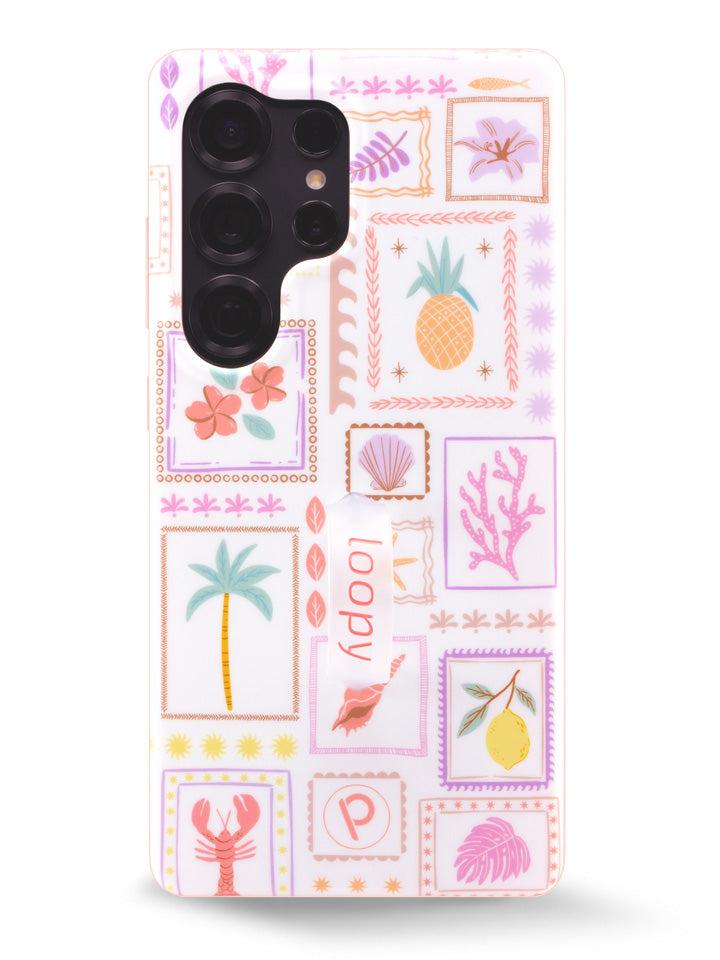 The Samsung Galaxy S25 Ultra Seaside Stamps Loopy Case.
