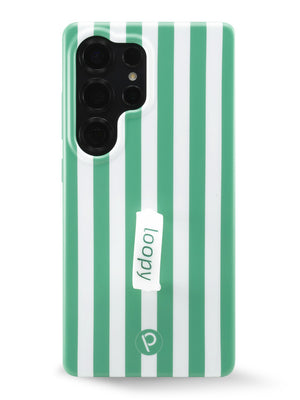 The Samsung Galaxy S25 Ultra Spearmint Stripes Loopy Case.