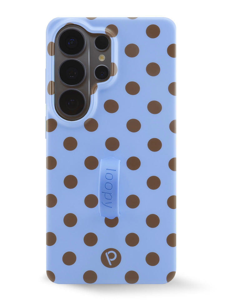 The Samsung Galaxy S26 Ultra Blue Polka Dots Loopy Case.