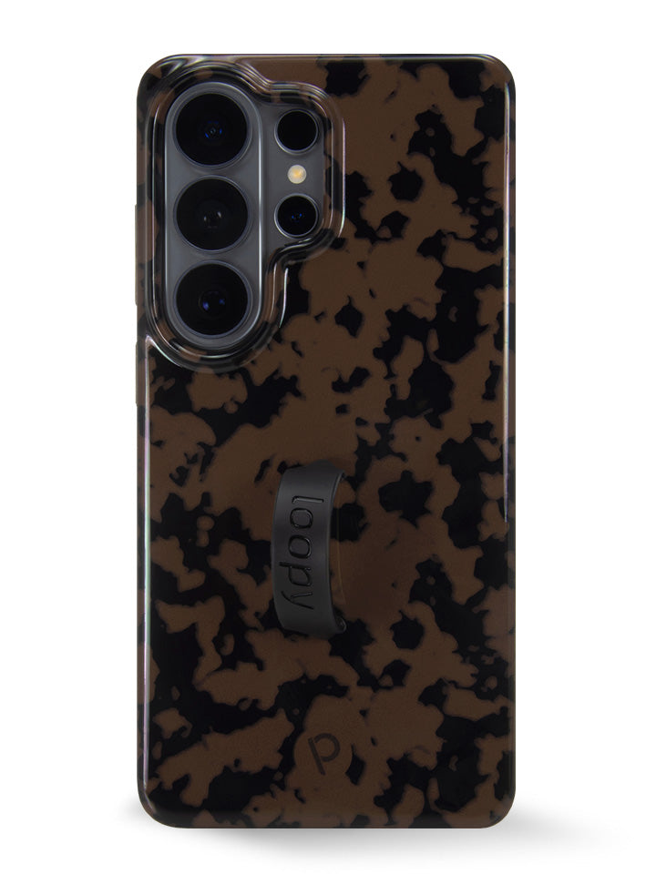 The Samsung Galaxy S26 Ultra Chocolate Tortoise Loopy Case.