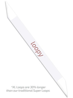 The Loopy Cases XL White with Rose Gold Text Super Loop.