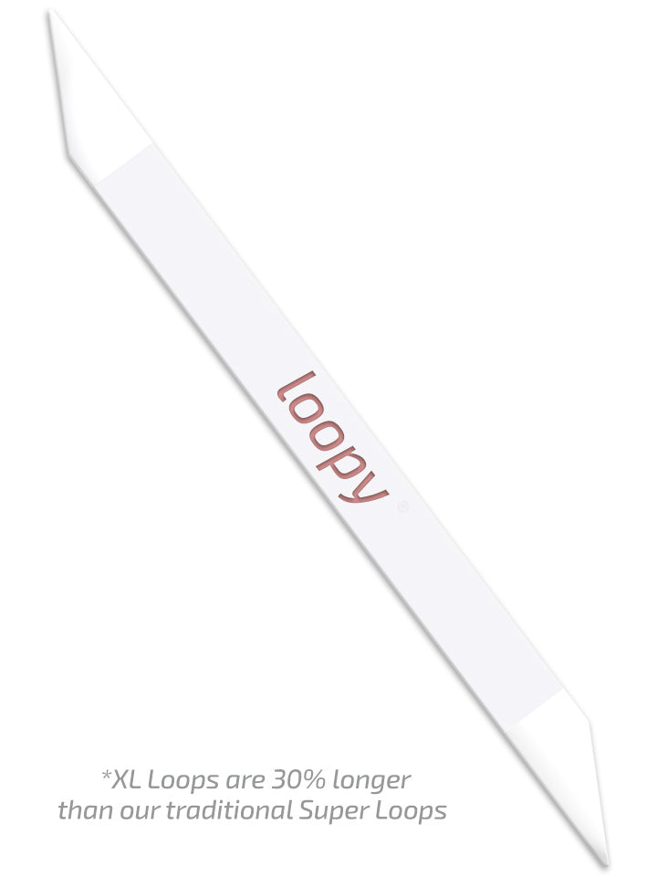 The Loopy Cases XL White with Rose Gold Text Super Loop.