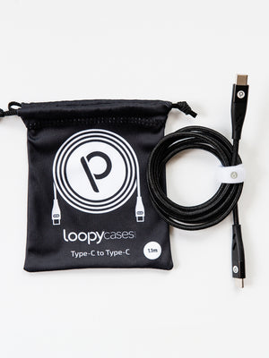 The Loopy Cases Black Type C to C Charging Cable.