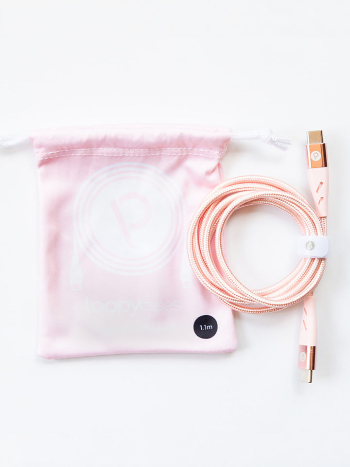 The Loopy Cases Rose Gold Type C to C Charging Cable.