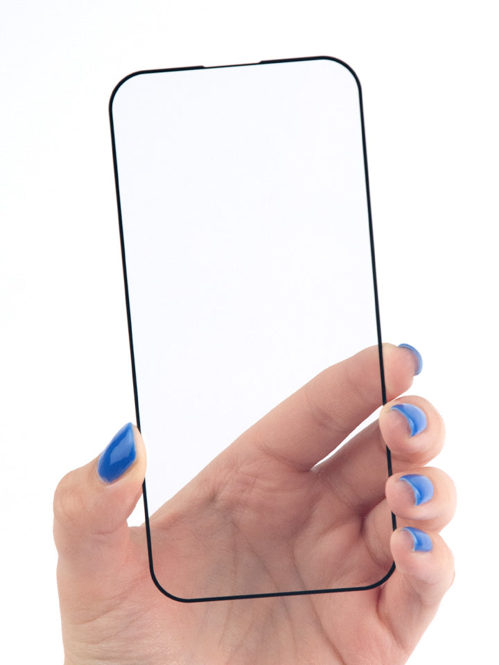 A woman holding a Loopy Cases Clear Screen Tempered Glass.