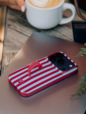 A Cranberry Stripes Loopy Case. || feature-media
