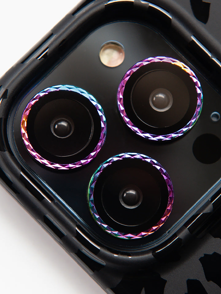 A Loopy Cases Kaleidoscope Diamond Cut Camera Tempered Glass for Apple iPhone Pro models.   || feature-media