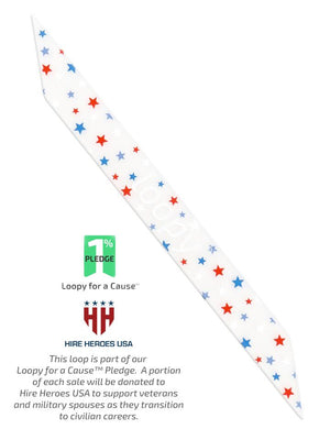 The Loopy Cases Freedom Stars Loop with a description of our partnership with Hire Heroes USA.