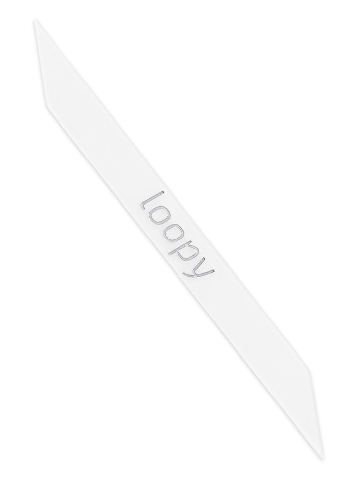 The Loopy Cases Frosted Clear with Silver Text Super Loop.