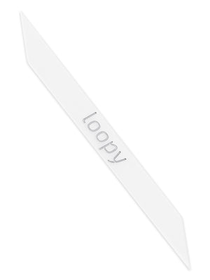 The Loopy Cases Frosted Clear with Silver Text Super Loop.