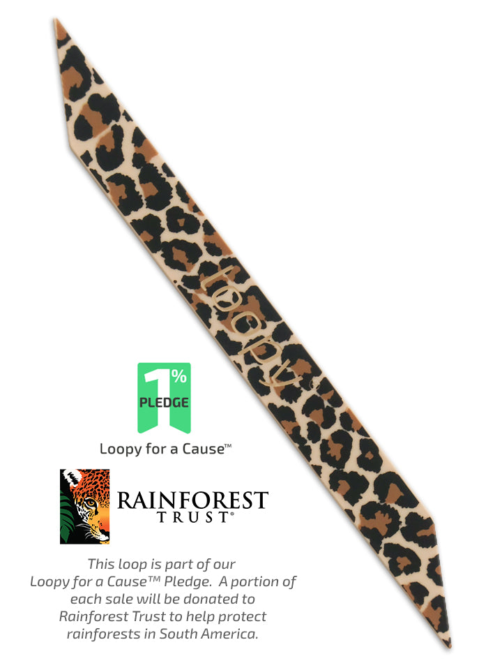 The Loopy Cases Leopard Special Edition Super Loop, with a description of our partnership with Rainforest Trust.