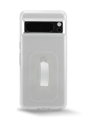 The Pixel 8 Pro Matte Clear Loopy Case.