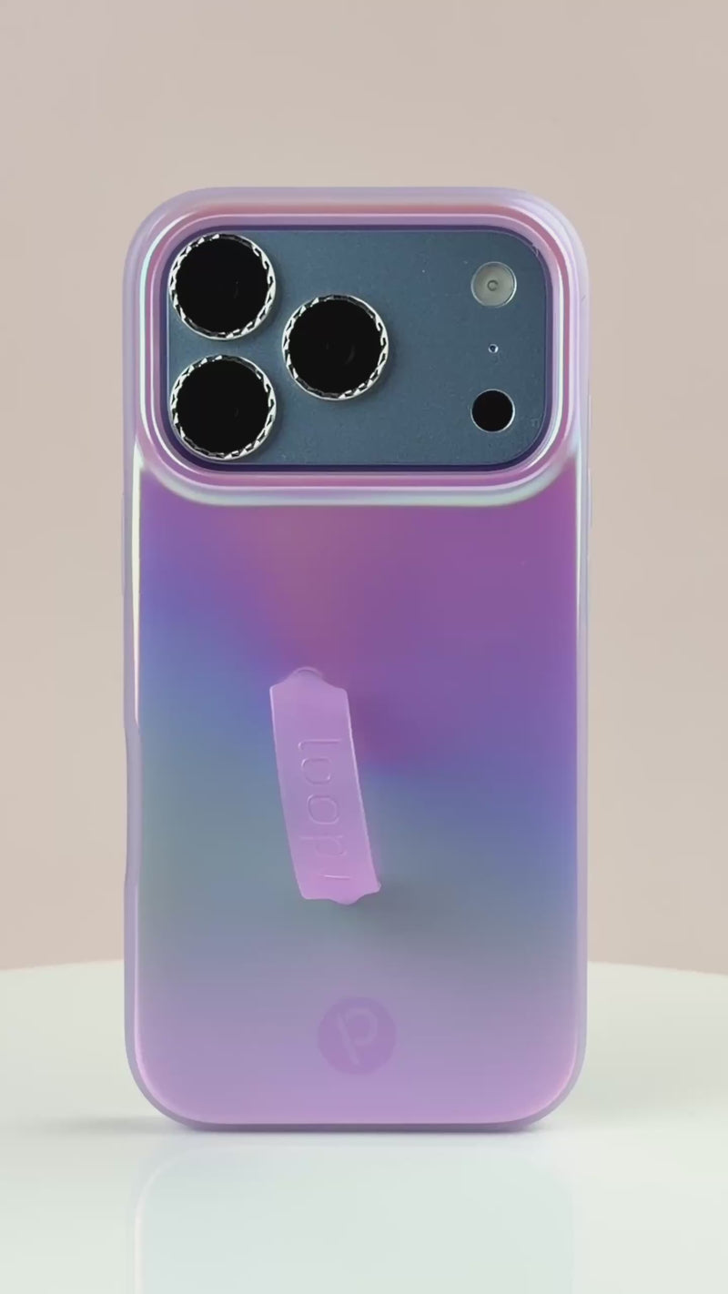 A video showing a Lavender Pearl Loopy Case.
