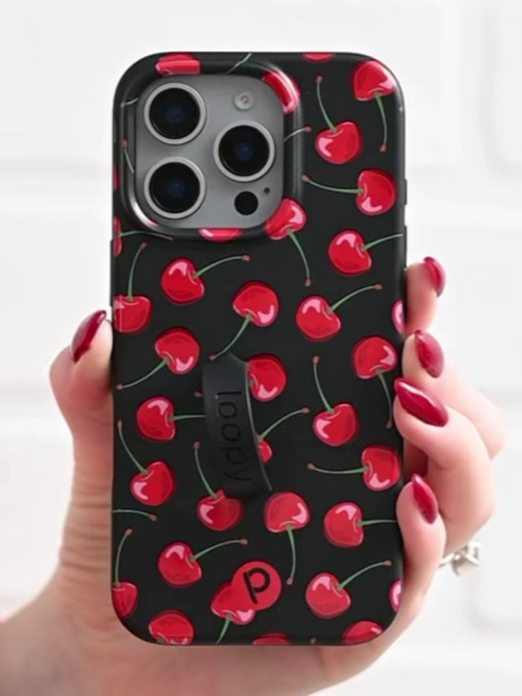 A video showing the gloss hybrid texture of a Black Cherry Loopy Case. || feature-media