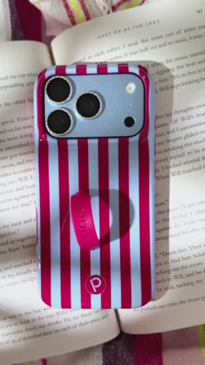 A video showing a Cranberry Stripes Loopy Case.
