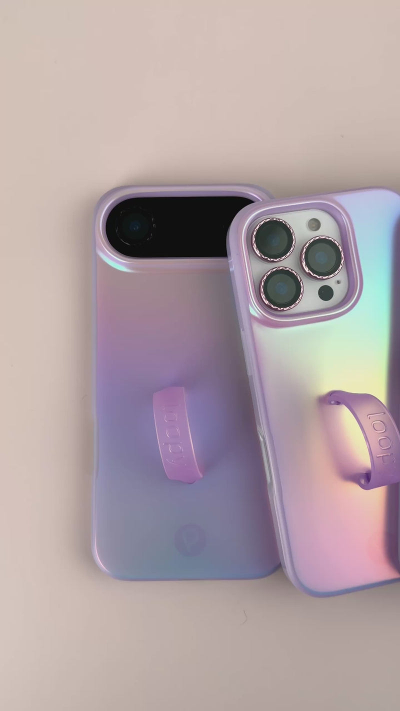 A video showing multiple Lavender Pearl Loopy Cases.