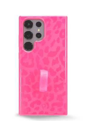 The Samsung Galaxy S23 Ultra Hot Pink Leopard Loopy Case.