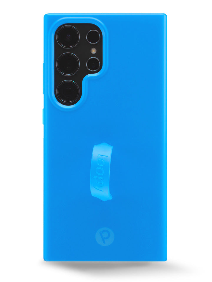 The Samsung Galaxy S24 Ultra Neon Cyan Loopy Case.