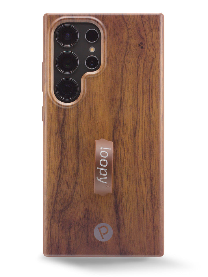 The Samsung Galaxy S24 Ultra Teakwood Loopy Case.