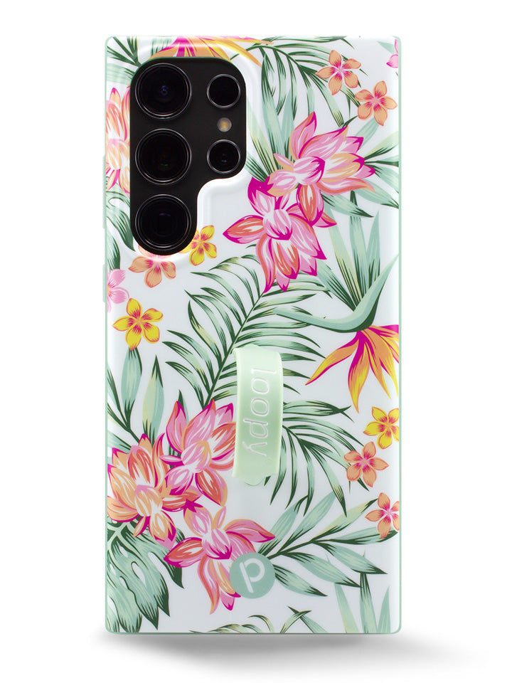The Samsung Galaxy S24 Ultra Tropical Blooms Loopy Case.