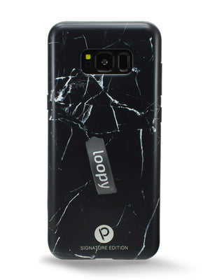 The Samsung Galaxy S8 Plus Black Marble Loopy Case.