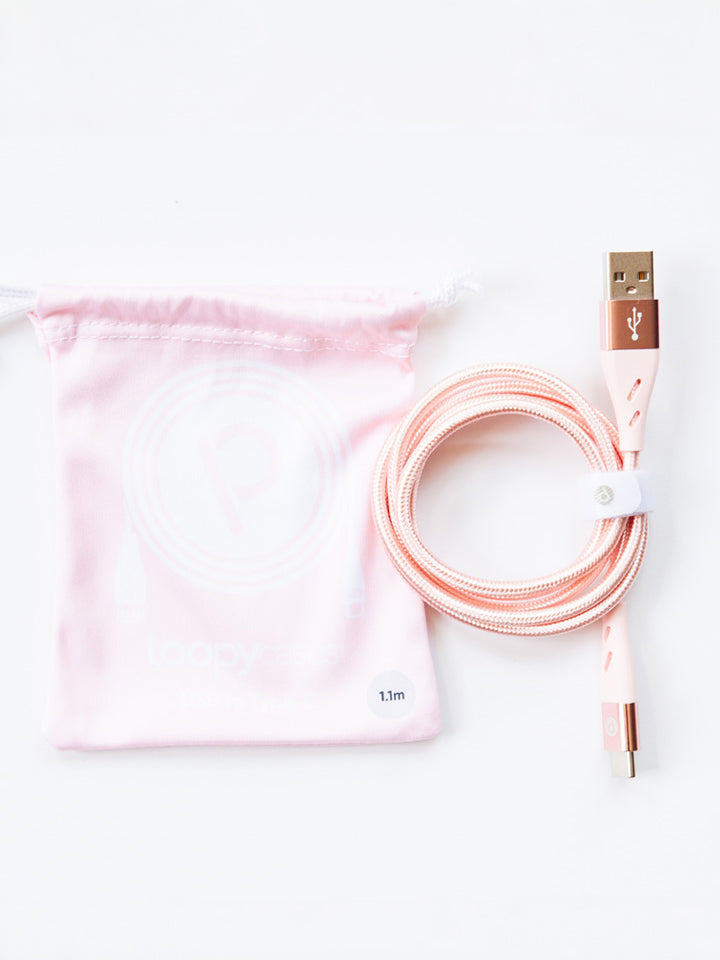 The Loopy Cases Rose Gold Type C to USB-A Charging Cable.