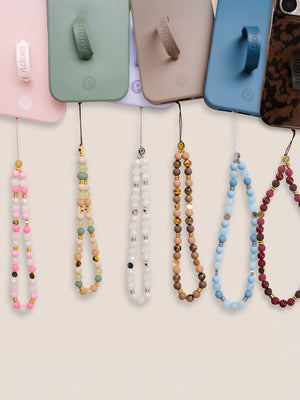 Six Loopy Cases Wristlets attached to six Loopy Cases.